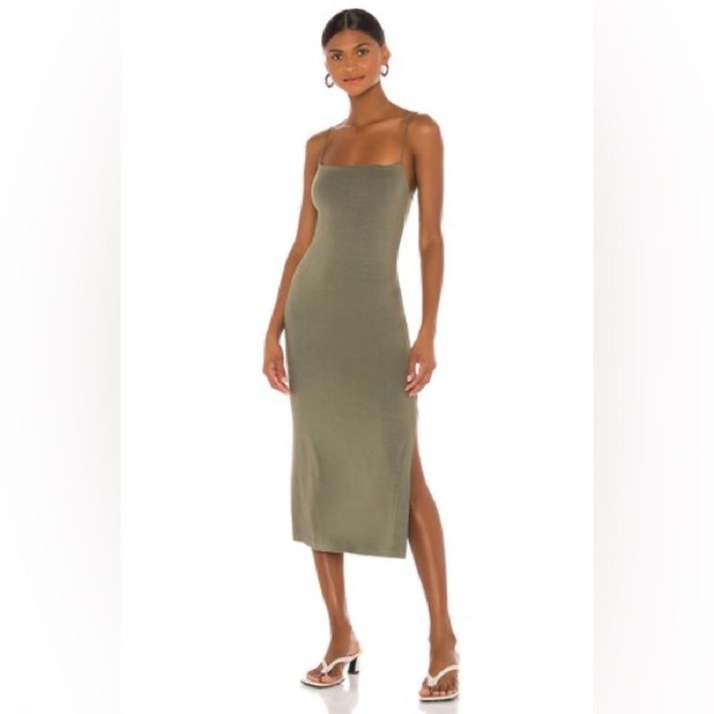 Enza Costa Olive Green Midi Dress